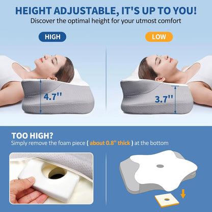 Muzsoul Cervical Pillow for Neck Pain Relief Ergonomic Memory Foam Pillow for Sleeping Comfort Support and Breathable Pillowcase