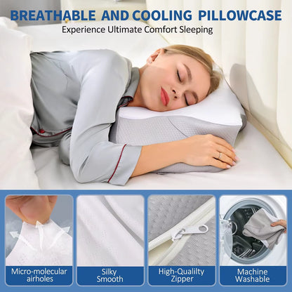 Muzsoul Cervical Pillow for Neck Pain Relief Ergonomic Memory Foam Pillow for Sleeping Comfort Support and Breathable Pillowcase